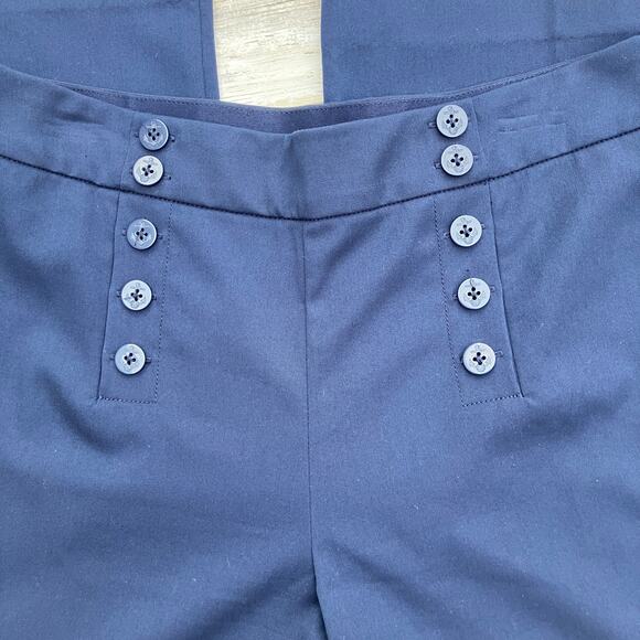 Chaps Dress Pants Sz 12 Navy Wide Leg Zip Navy Careerwear Minimalist Old Money - Picture 4 of 11